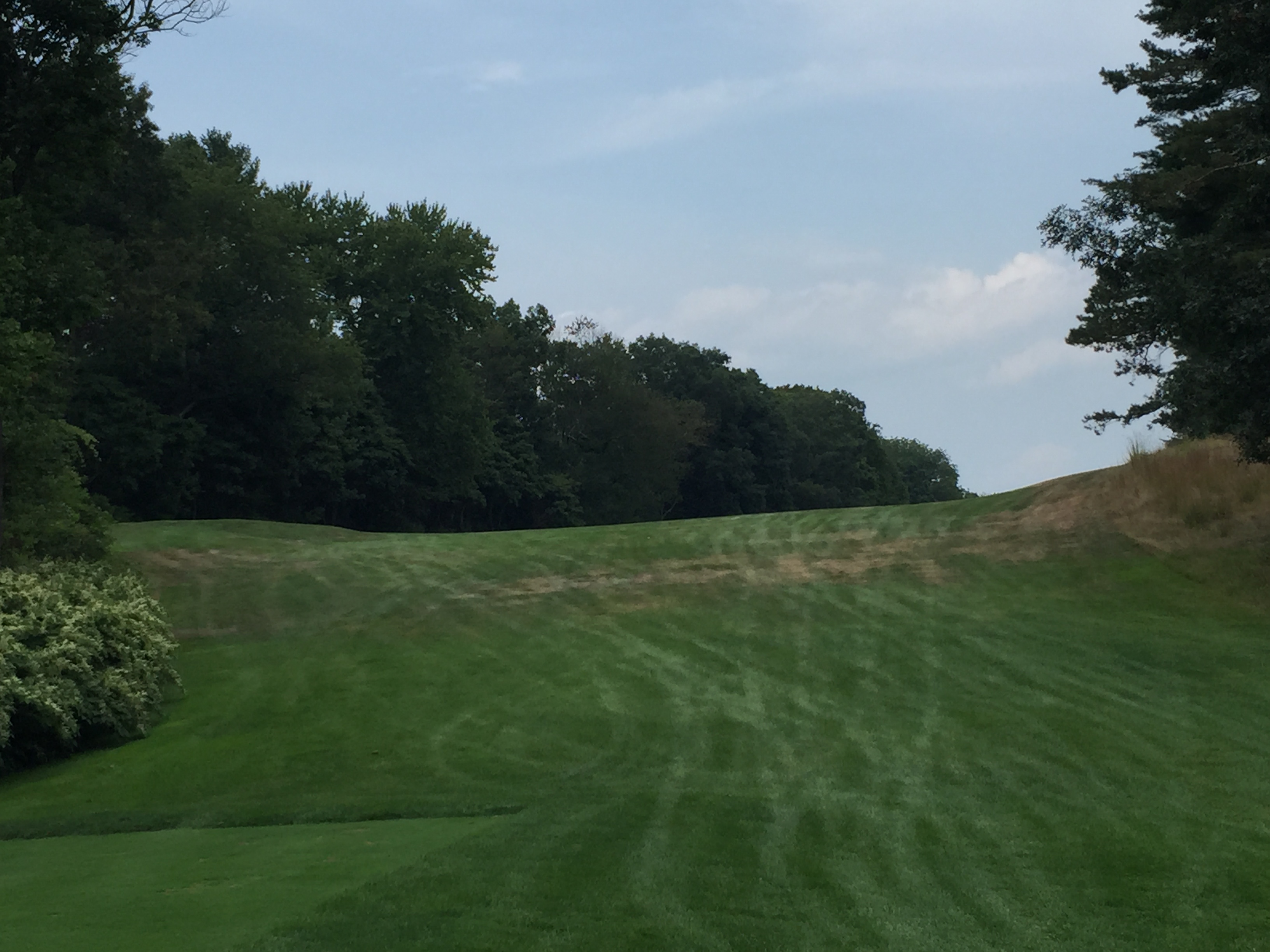 The scary fade tee shot on this par 5 . . . you run out of room on the left quickly!